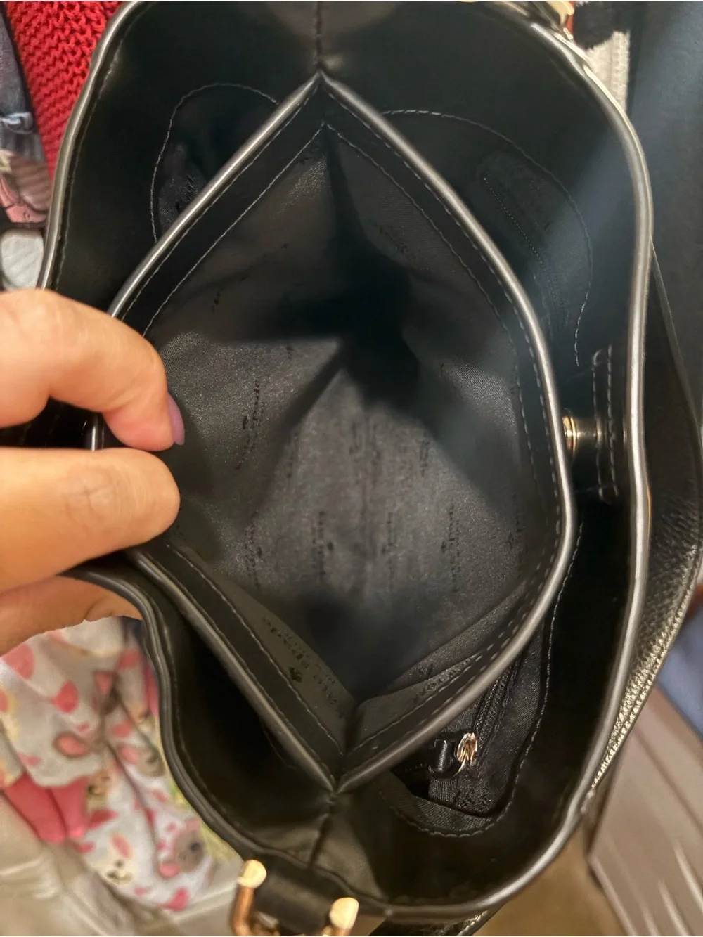 Kate Spade | Lena Bucket Handbag | Black Leather w/Suede - Picture 12 of 17